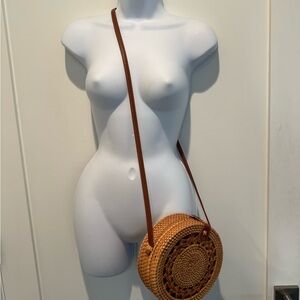 Brown Woven Crossbody Bag